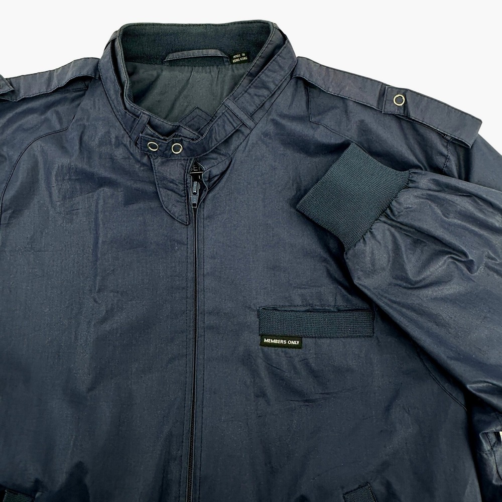 Members Only Jacket Mens Large Tall Navy Blue Lightweight Bomber Racer Style